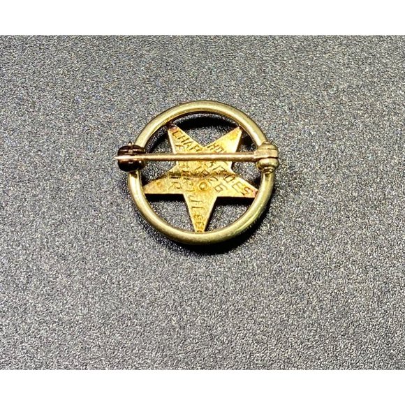 Eastern Star Patron Symbol Masonic 14k Lapel Pin Brooch Round Enamel 5/8 in - Picture 7 of 8